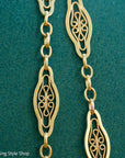 Antique French 18K Gold Long Filigree Chain Necklace 50 Inch