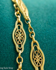 Antique French 18K Gold Long Filigree Chain Necklace 50 Inch