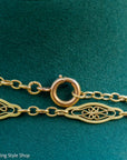 Antique French 18K Gold Long Filigree Chain Necklace 50 Inch
