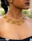 Vintage 14K Gold Festoon Collar Necklace with Peridot & Pearls | XRF Tested | Fine Jewelry