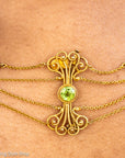 Vintage 14K Gold Festoon Collar Necklace with Peridot & Pearls | XRF Tested | Fine Jewelry