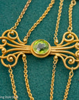 Vintage 14K Gold Festoon Collar Necklace with Peridot & Pearls | XRF Tested | Fine Jewelry