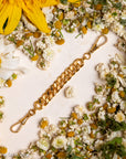 22K Gold Curb Extender with Solid 18K French Dog Clips, 4.5 Inch
