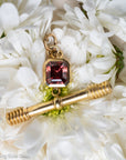 One-of-a-Kind 18 Karat Gold Antique T-Bar Pendant with 9.78 Carat Natural Zircon