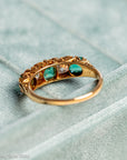 Antique Victorian Emerald Diamond Five Stone Ring, 18k Gold, GIA Colombian No Oil