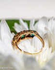 Antique Victorian Emerald Diamond Five Stone Ring, 18k Gold, GIA Colombian No Oil
