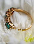 Antique Victorian Emerald Diamond Five Stone Ring, 18k Gold, GIA Colombian No Oil