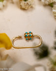 14K Gold Turquoise Carabiner Clasp, Screw Lock, Small Oval Charm Connector