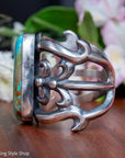 Chimney Butte Sandcast Cuff, Number 8 Turquoise, Navajo Sterling Silver, 150g