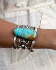 Chimney Butte Sandcast Cuff, Number 8 Turquoise, Navajo Sterling Silver, 150g