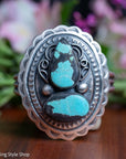 Chimney Butte Turquoise Cuff, Two Number 8 Stones, Navajo Sterling Silver