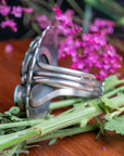 Chimney Butte Turquoise Cuff, Two Number 8 Stones, Navajo Sterling Silver