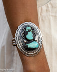 Chimney Butte Turquoise Cuff, Two Number 8 Stones, Navajo Sterling Silver