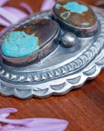 Chimney Butte Two Stone Pendant, Number 8 Turquoise, Navajo Sterling Silver