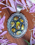 Chimney Butte Cluster Pendant, Palomino Variscite, Navajo Sterling Silver