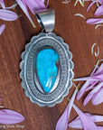 Chimney Butte Pendant, Kingman Turquoise Teardrop, Navajo Sterling Silver