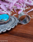 Chimney Butte Pendant, Kingman Turquoise Teardrop, Navajo Sterling Silver