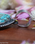 Chimney Butte Naja Pendant, Webbed Number 8 Turquoise, Navajo Sterling