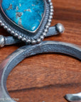 Chimney Butte Naja Pendant, Kingman Turquoise Pear, Navajo Sterling Silver