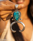 Chimney Butte Naja Pendant, Kingman Turquoise Pear, Navajo Sterling Silver