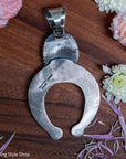 Chimney Butte Naja Pendant, Kingman Turquoise Oval, Domed Crescent, Navajo Sterling