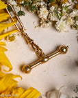 Antique 18K Gold T-Bar Pendant with Watch Key