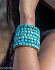 Turquoise Cuff Bracelet by Federico Jimenez | Sterling Silver | Vintage Style | Stacker Bracelets