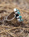 Federico Jimenez Turquoise Cluster Ring, Royston Kingman Sleeping Beauty, Sterling
