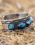 Chimney Butte Golden Hills Turquoise Cuff, Seven Stones, Navajo Sterling Silver