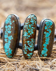 Chimney Butte Number 8 Turquoise Cuff, Three Large Stones, Navajo Sterling Silver