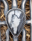 Chimney Butte White Buffalo Pendant, Open Frame, Navajo Sterling Silver