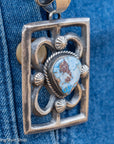 Chimney Butte Golden Hills Turquoise Pendant, Open Frame, Navajo Sterling