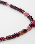 15.5" Red Garnet Ruby Pink Sapphire Beaded Necklace