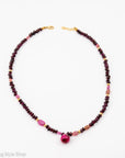 15.5" Red Garnet Ruby Pink Sapphire Beaded Necklace