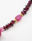 15.5" Red Garnet Ruby Pink Sapphire Beaded Necklace
