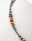 14" Multi-Colored Turquoise Spiny Oyster Navajo Pearls Choker