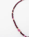 15.5" Red Garnet Ruby Pink Sapphire Beaded Necklace