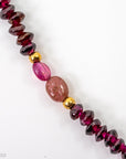 15.5" Red Garnet Ruby Pink Sapphire Beaded Necklace