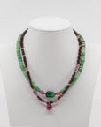 15.5" Red Garnet Ruby Pink Sapphire Beaded Necklace