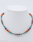14" Multi-Colored Turquoise Spiny Oyster Navajo Pearls Choker