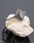 Sterling Silver Moonstone Beaded Ring