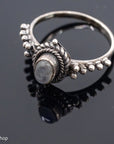 Sterling Silver Moonstone Beaded Ring