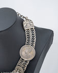 Vintage Sterling Silver Coin Necklace from India