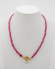 17" Natural Pink Sapphire Necklace with 14k spring ring clasp