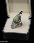 Sterling Silver Handmade Natural Turquoise Moonstone Ring US 6