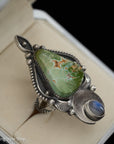 Sterling Silver Handmade Natural Turquoise Moonstone Ring US 6