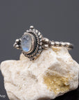Sterling Silver Moonstone Beaded Ring