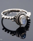Sterling Silver Moonstone Beaded Ring
