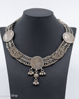 Vintage Sterling Silver Coin Necklace from India
