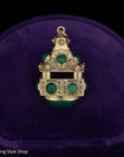 Vintage 18K Chrysoprase fob pendant, 750 Hallmarked